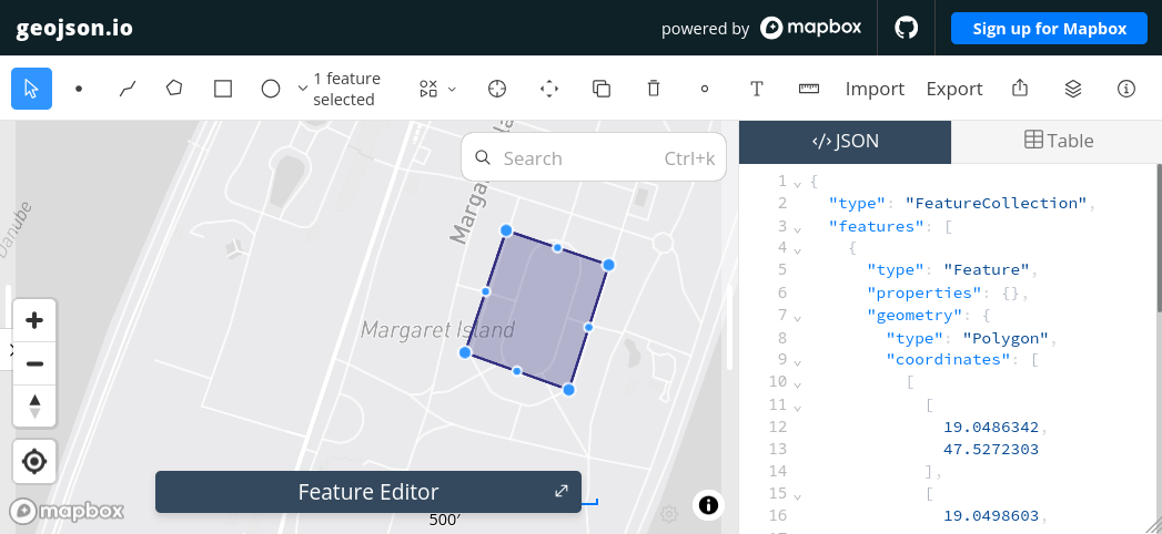 screenshot of geojson.io